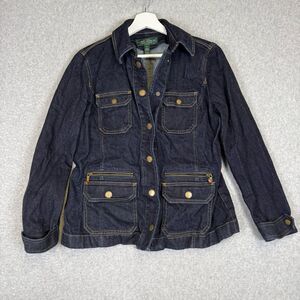Vintage Y2K Lauren Ralph Lauren Women's Size Large Petite Blue Denim Jacket